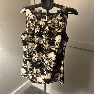 Halogen Black and Cream Abstract Print Sleeveless Camisole
